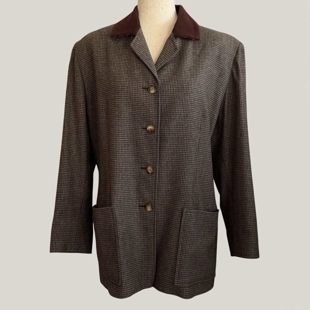 Luciano Barbera Wool Jacket Womens 46 L Blazer Old Money Luxury Academia Plaid
